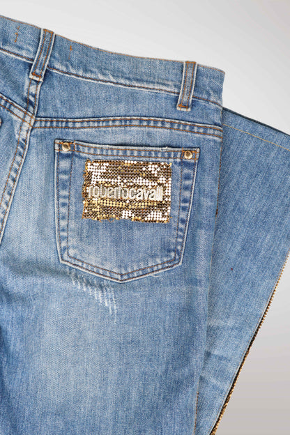 Robert Cavalli Gold Embellished Jeans