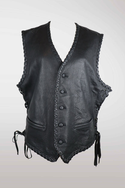 Black leather vest with decorative elements on a white background
mint condition vintage
designer archive piece
rare runway sample
one of a kind vintage
limited edition designer
authentic vintage designer
rare vintage designer find
collectible vintage fashion
high-end vintage clothing
luxury vintage apparel
designer vintage statement piece
genuine vintage couture
archival designer clothing
runway vintage fashion
vintage designer investment piece