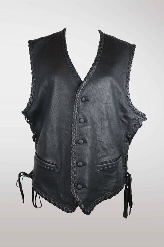 Black leather vest with decorative elements on a white background
mint condition vintage
designer archive piece
rare runway sample
one of a kind vintage
limited edition designer
authentic vintage designer
rare vintage designer find
collectible vintage fashion
high-end vintage clothing
luxury vintage apparel
designer vintage statement piece
genuine vintage couture
archival designer clothing
runway vintage fashion
vintage designer investment piece