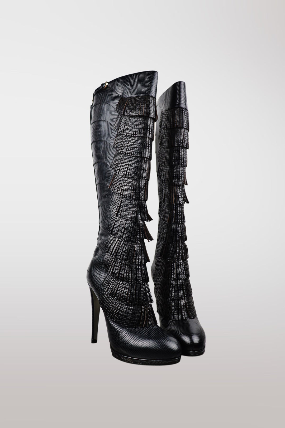 Sergio Rossi F/W 2010 Lizard Leather Fringe Boots