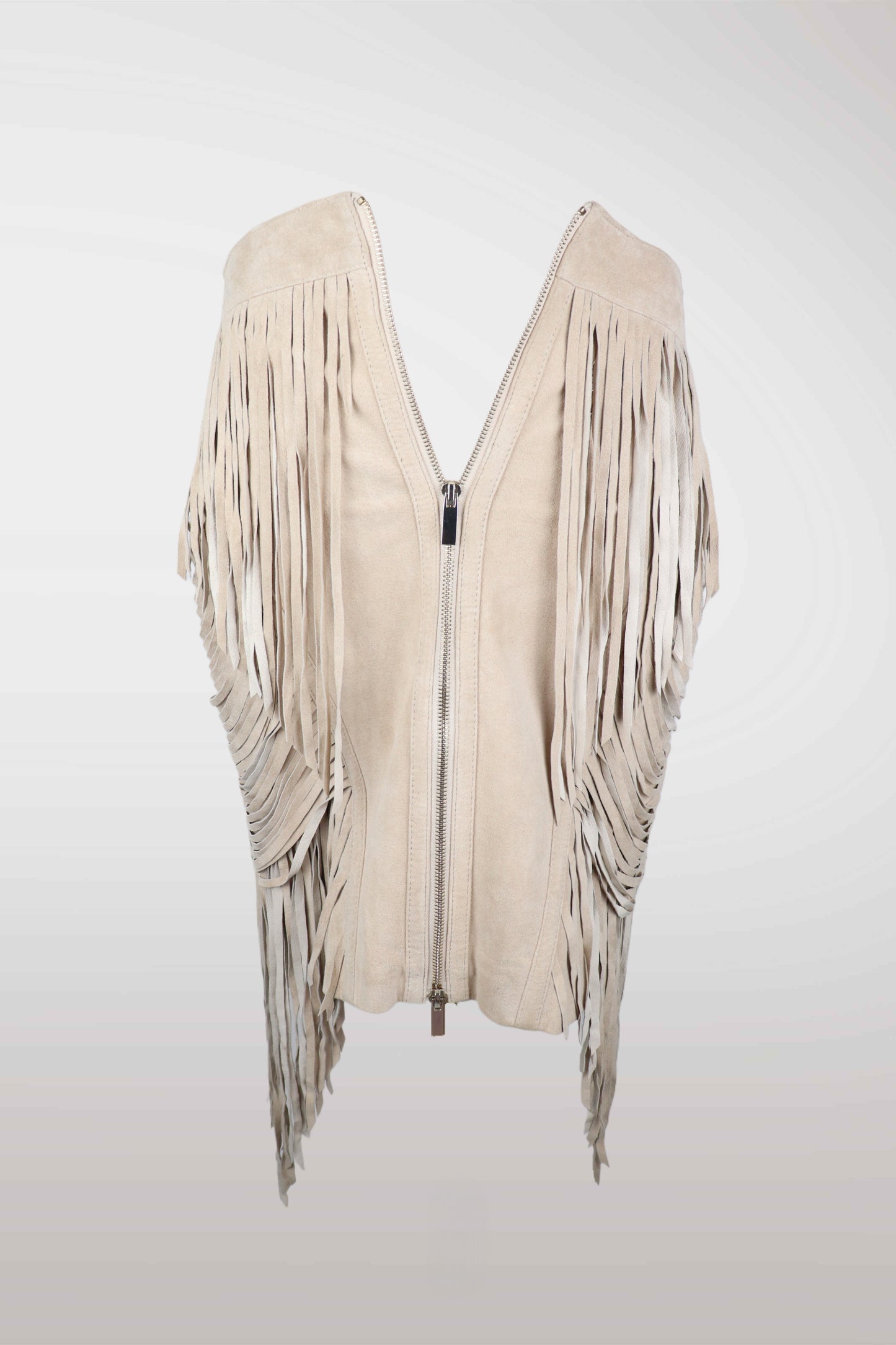 BeBe Tan Leather Fringe Midi Skirt