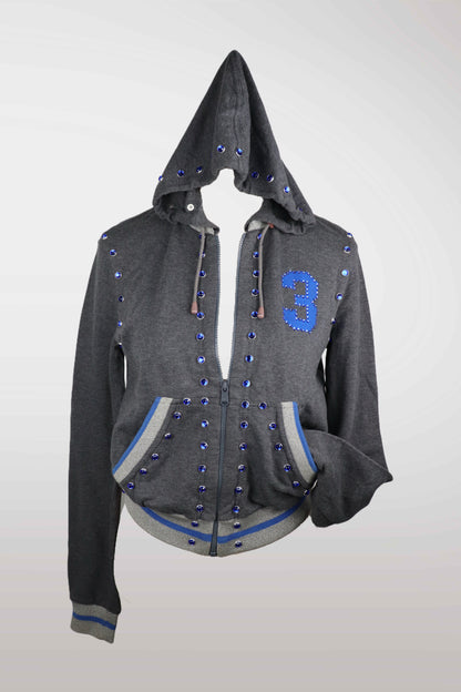 RARE D&G Blue Jeweled Zip-up Hooded Jacket