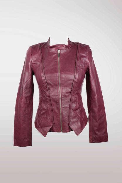 Burgundy Sheepskin & Rabbit Fur Jacket