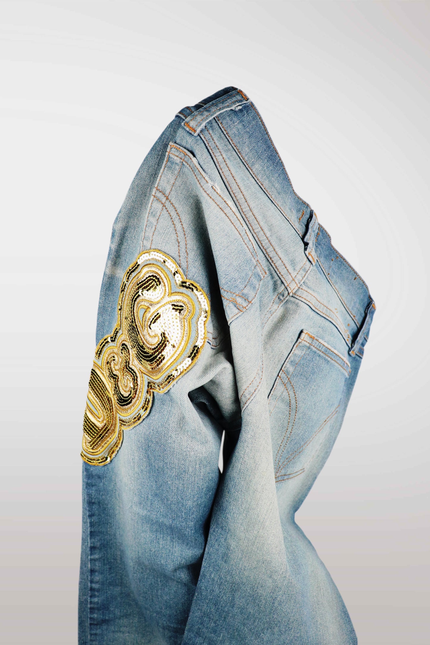 D&G Gold Sequin Logo Jeans