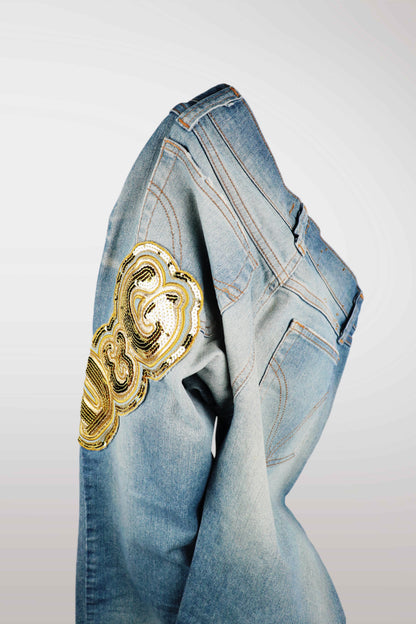 D&G Gold Sequin Logo Jeans