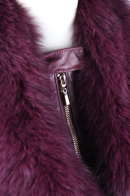 Burgundy Sheepskin & Rabbit Fur Jacket