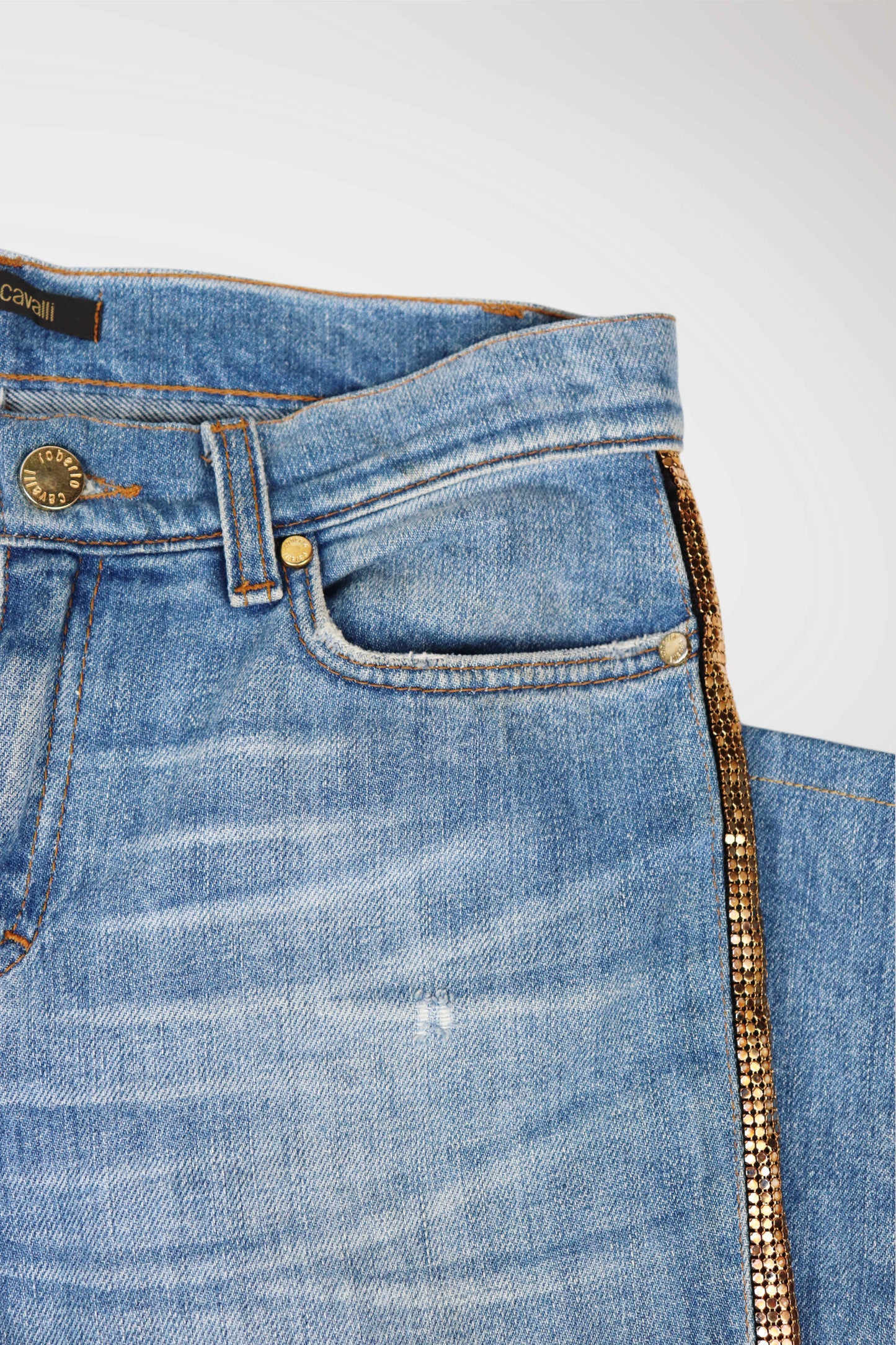 Robert Cavalli Gold Embellished Jeans