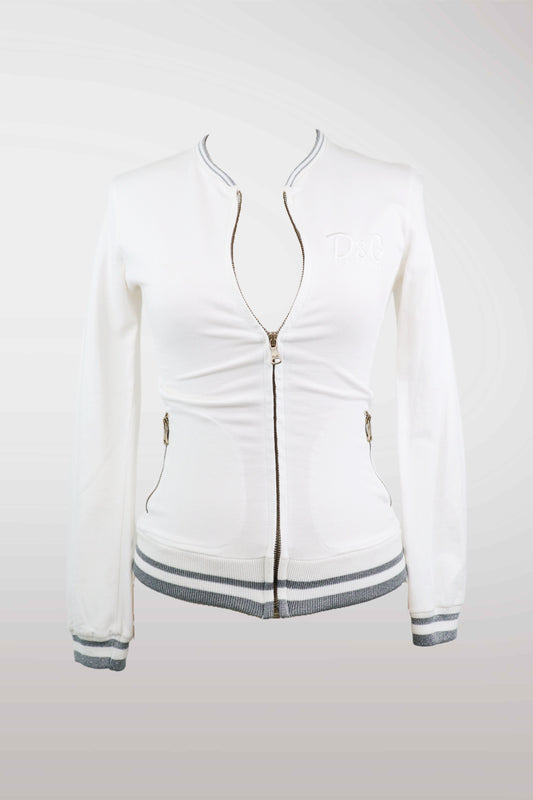 D&G White Zip-Up Track Jacket