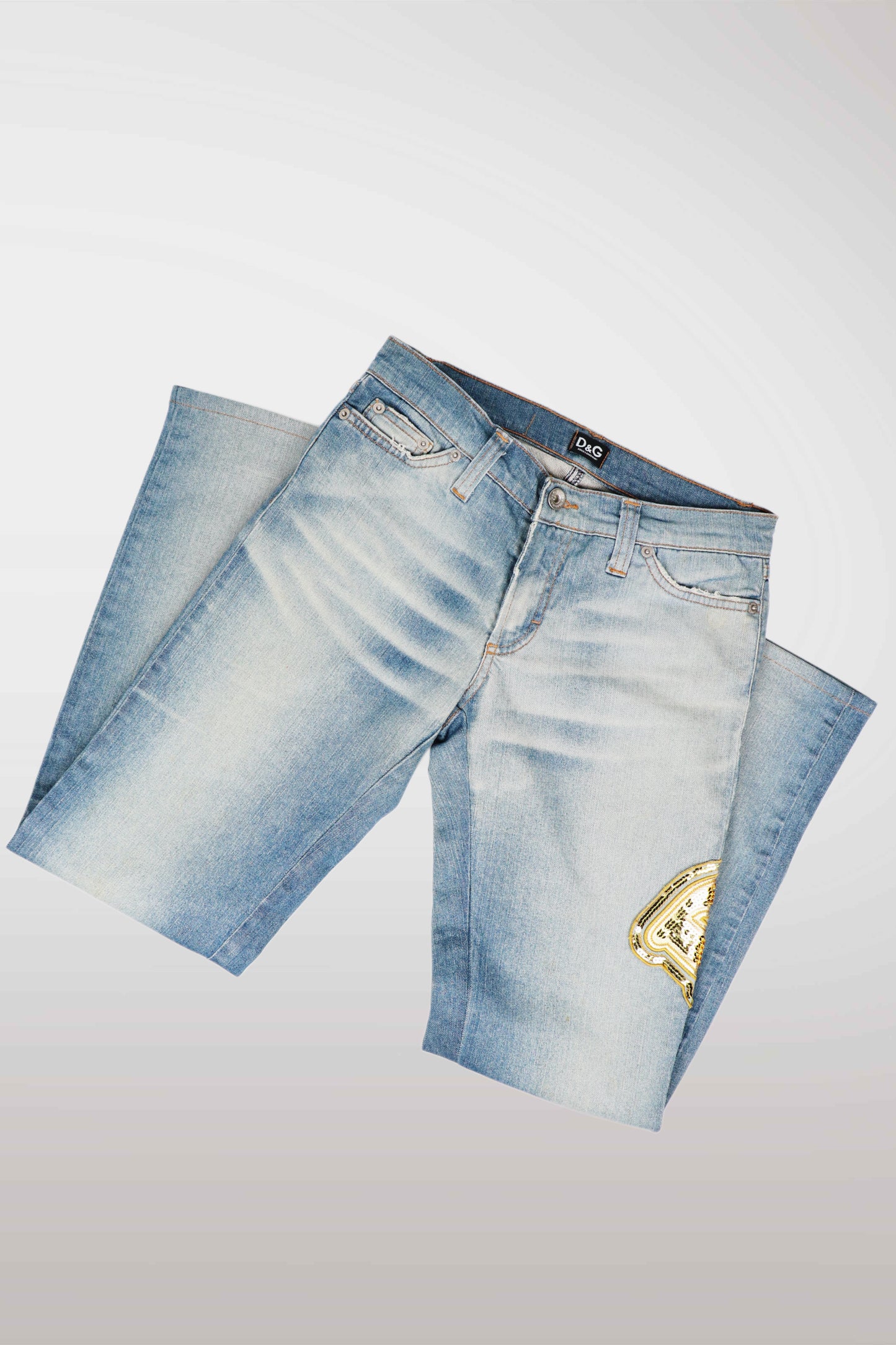 D&G Gold Sequin Logo Jeans