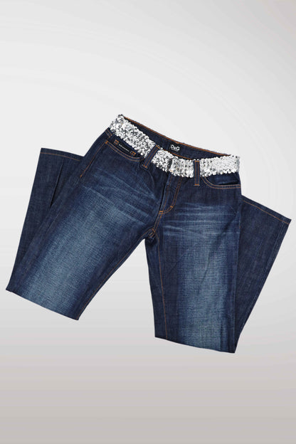 D&G Sequin Low Rise Straight Leg Jeans