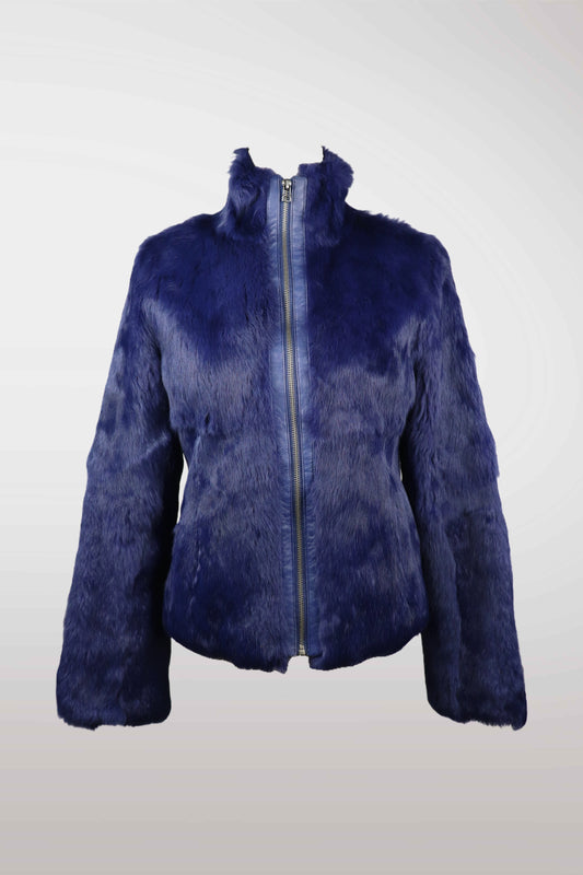 Violet Genuine Rabbit Fur Jacket