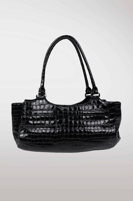 Black Faux Croc ‘Firkin’ Bag