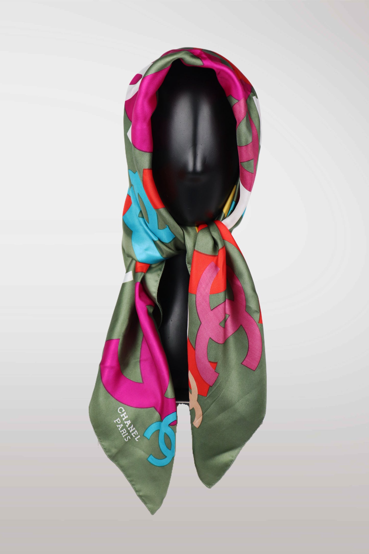 Chanel Multicolor 'CC' Printed Silk Scarf