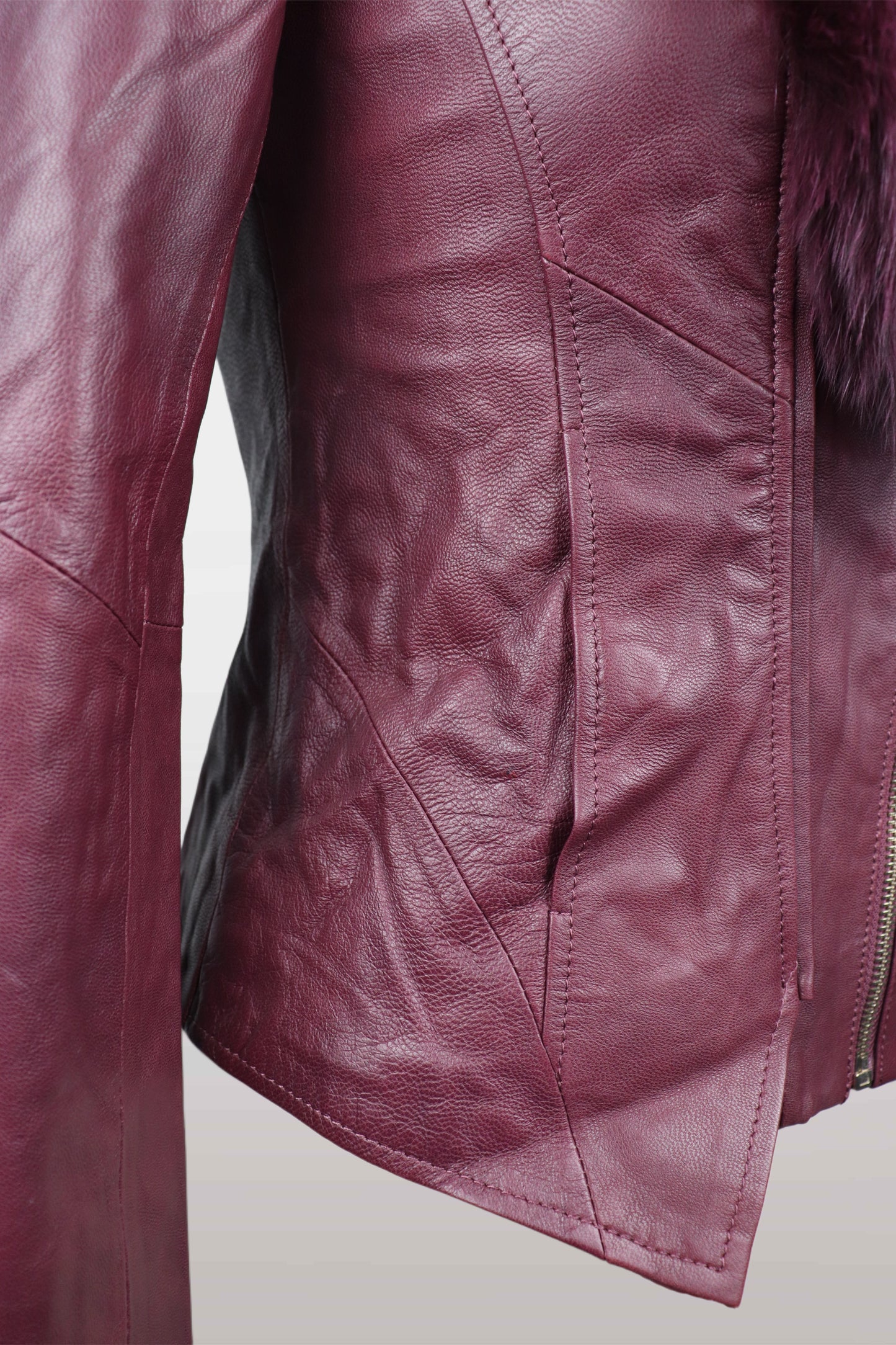 Burgundy Sheepskin & Rabbit Fur Jacket
