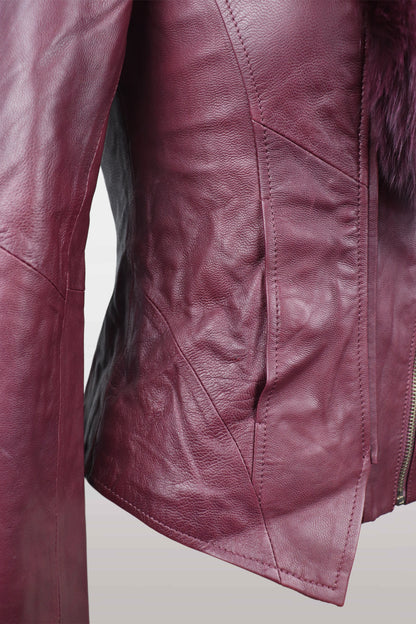 Burgundy Sheepskin & Rabbit Fur Jacket
