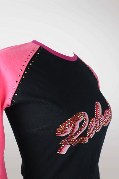 D&G Black & Pink Rhinestone 'Rebel' Tee