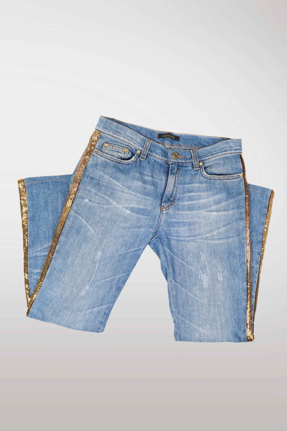 Robert Cavalli Gold Embellished Jeans