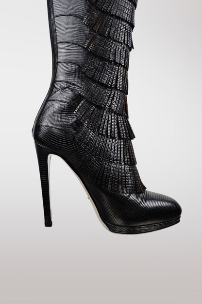 Sergio Rossi F/W 2010 Lizard Leather Fringe Boots