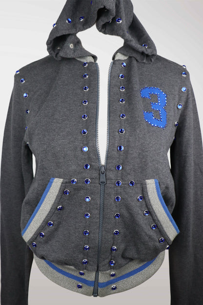 RARE D&G Blue Jeweled Zip-up Hooded Jacket