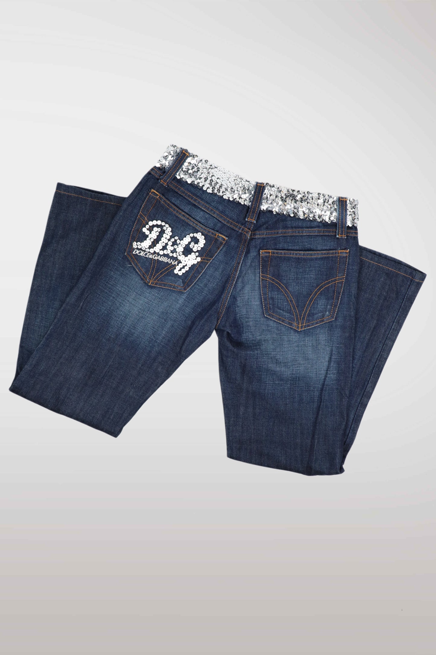 D&G Sequin Low Rise Straight Leg Jeans