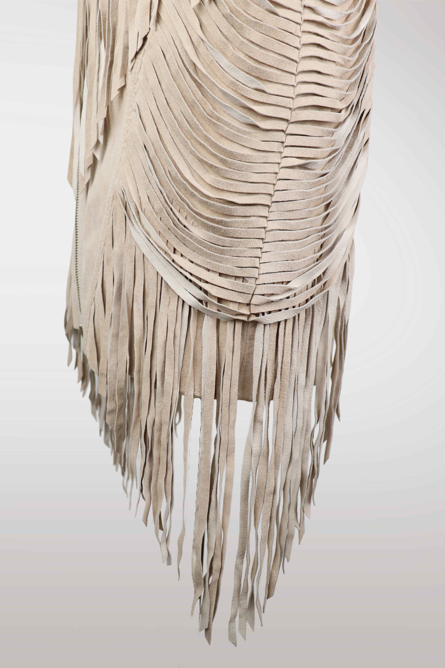 BeBe Tan Leather Fringe Midi Skirt