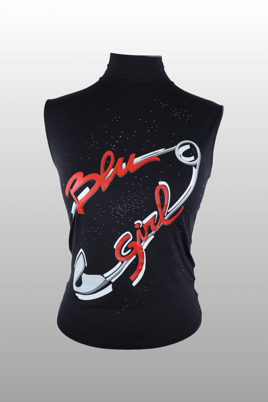 Blumarine 'BluGirl' Rhinestone Graphic Sleeveless Top