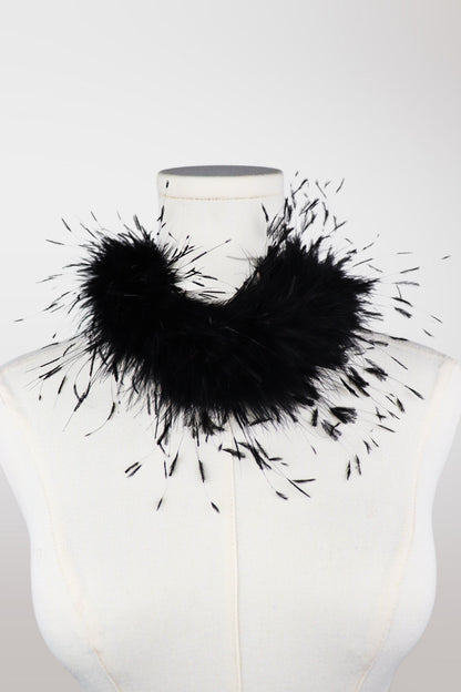 Genuine Black Ostrich Feather Choker
