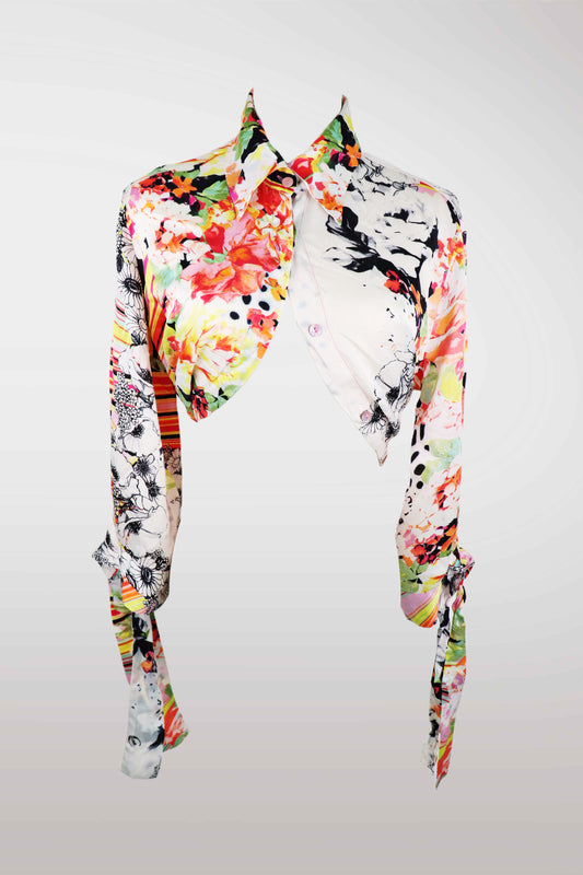 Just Cavalli Silk Multi-Print Button Up Blouse