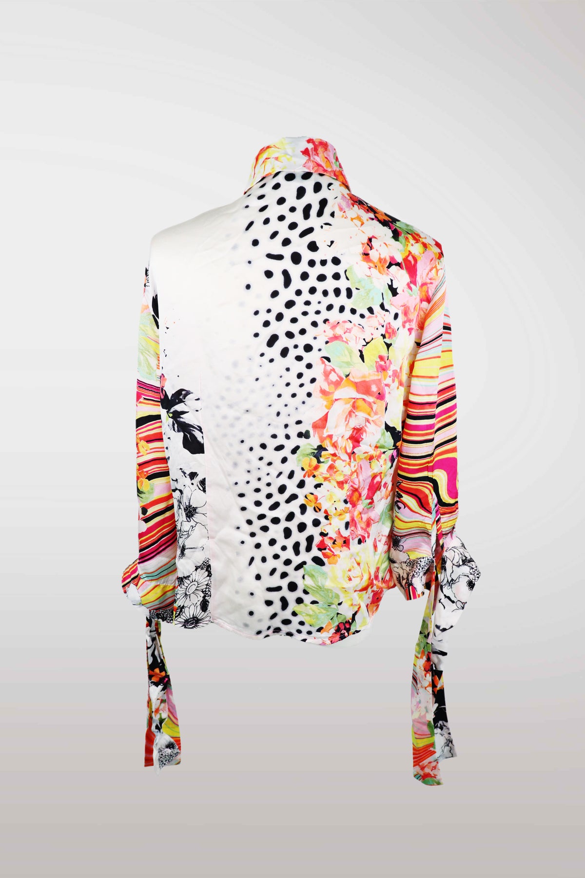 Just Cavalli Silk Multi-Print Button Up Blouse