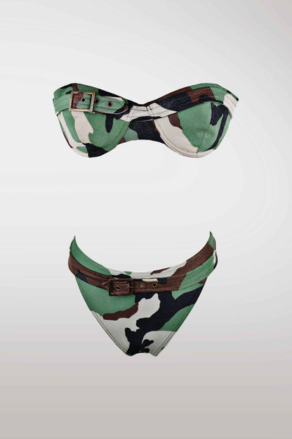 Christian Dior 2001 Camouflage Embellishment Bikini Set