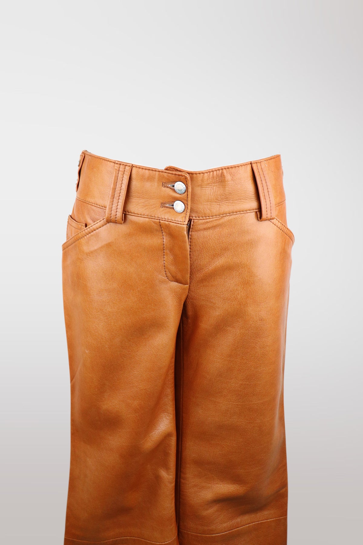 Dolce & Gabbana Tan Leather Buckle Detail Pants
