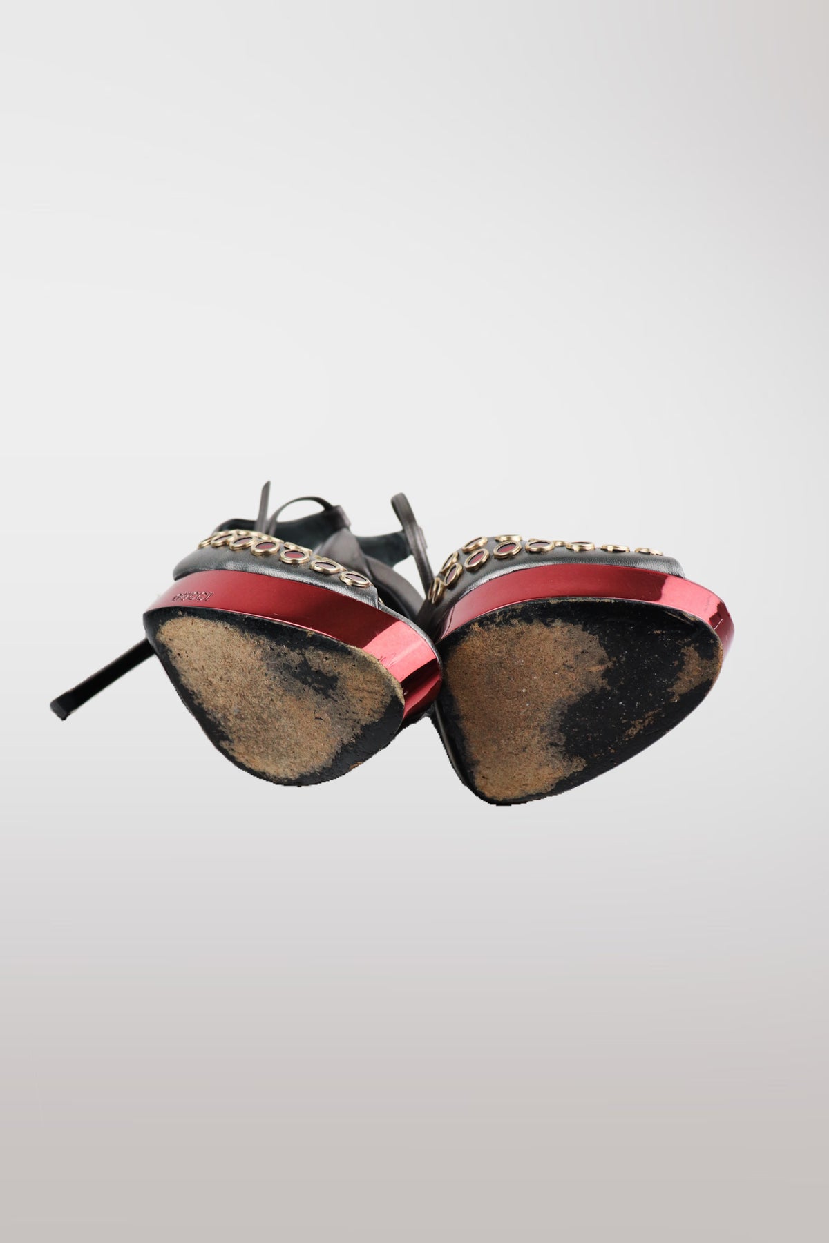 Gucci Red Jeweled Studded Platform Stilettos