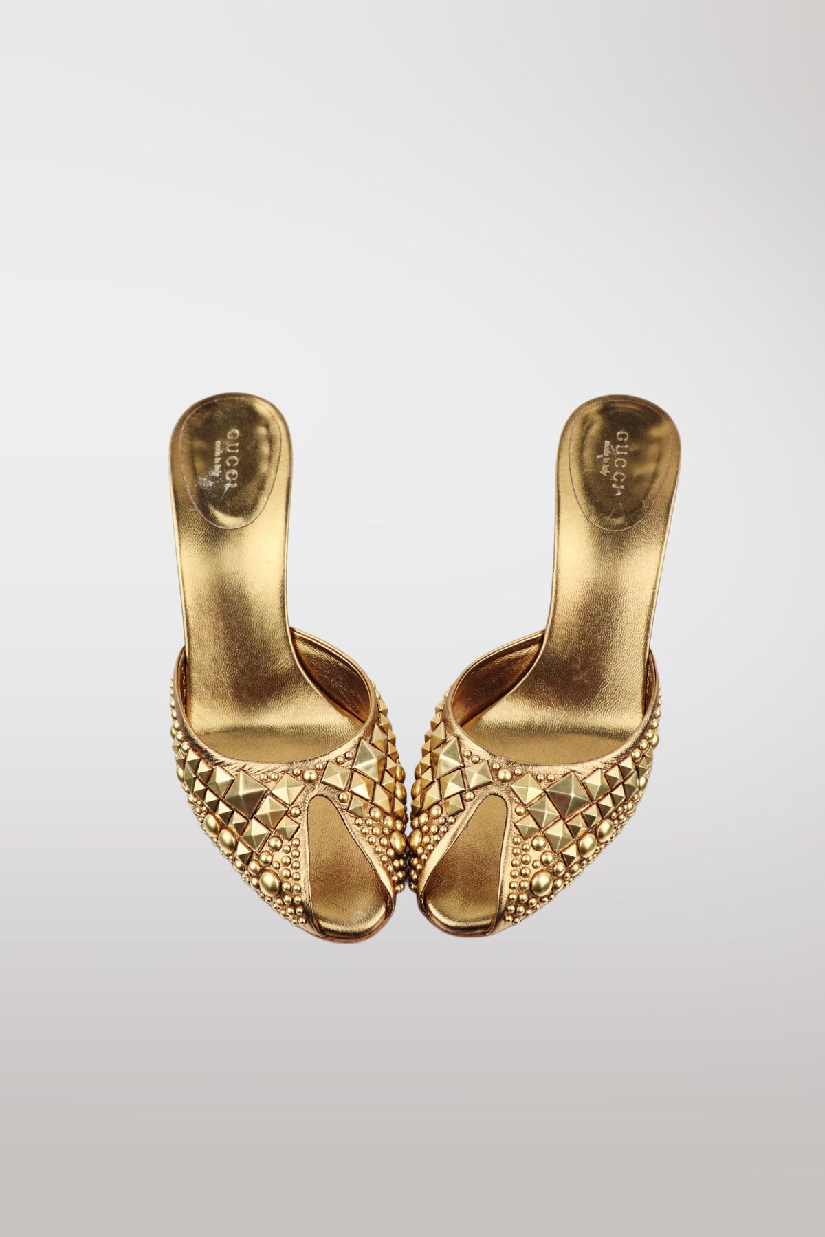 Tom Ford for Gucci S/S 2004 "Farewell Collection" Metallic Gold Studded Heels