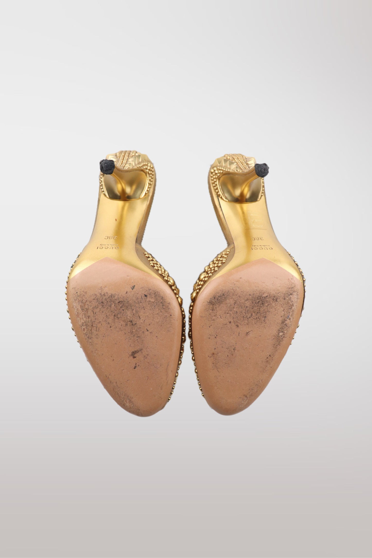 Tom Ford for Gucci S/S 2004 "Farewell Collection" Metallic Gold Studded Heels