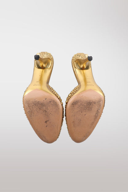 Tom Ford for Gucci S/S 2004 "Farewell Collection" Metallic Gold Studded Heels