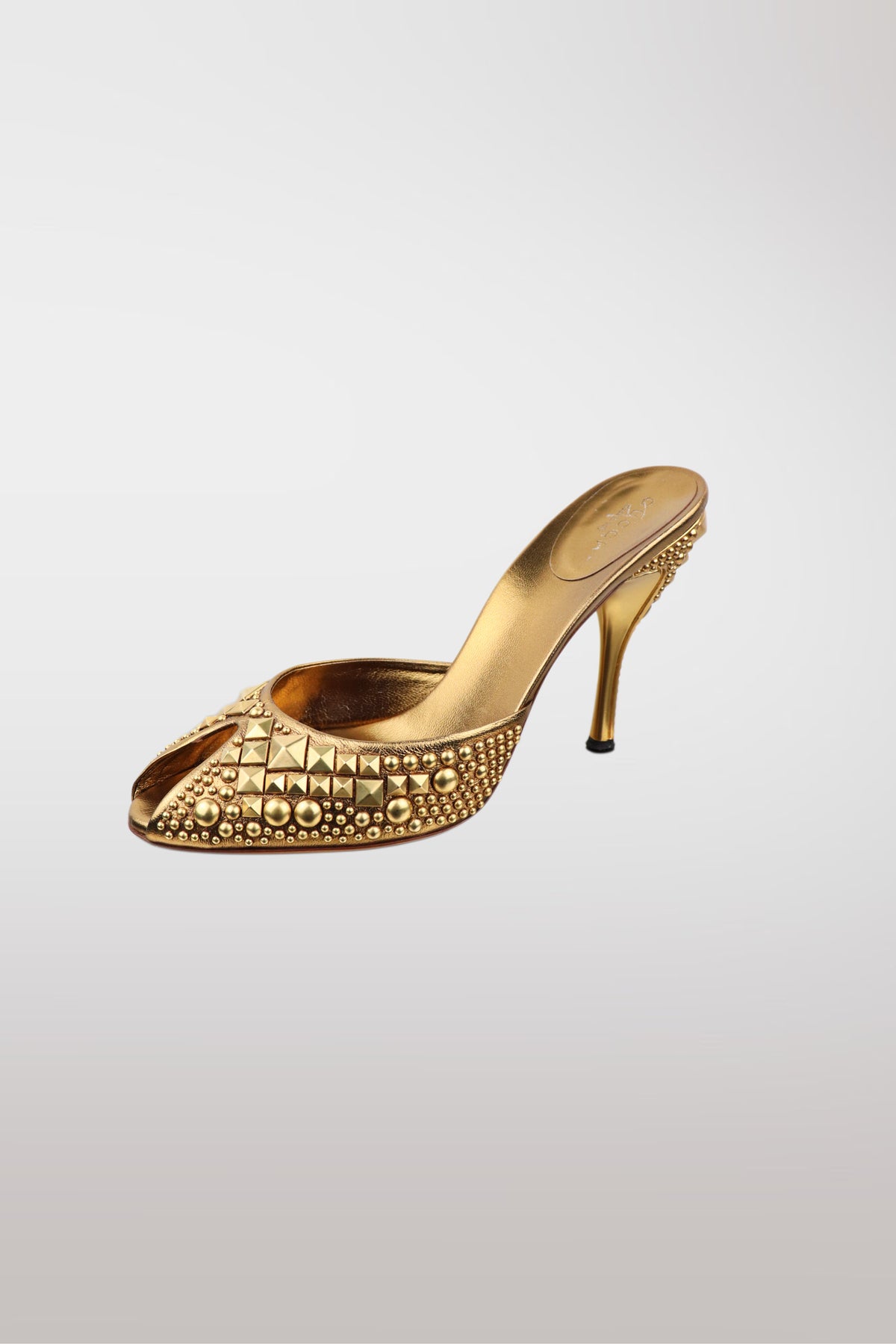 Tom Ford for Gucci S/S 2004 "Farewell Collection" Metallic Gold Studded Heels