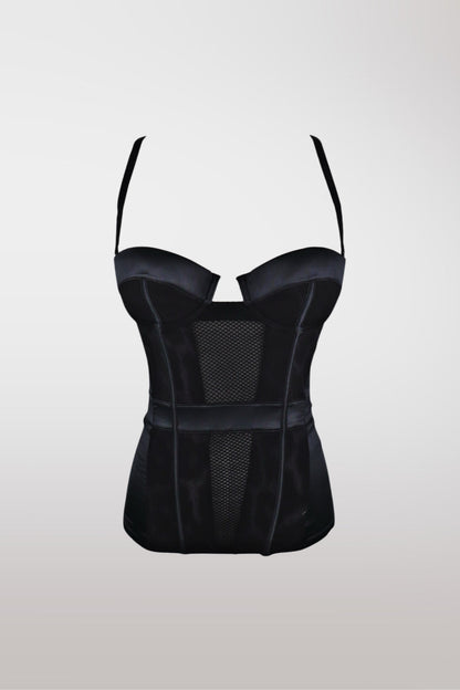 Just Cavalli 2000s Leopard Print Black Satin Corset