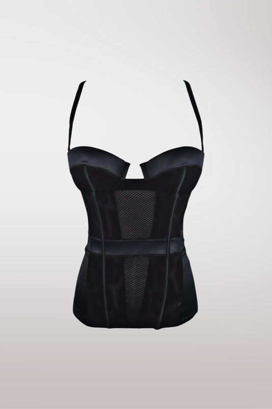 Just Cavalli 2000s Leopard Print Black Satin Corset