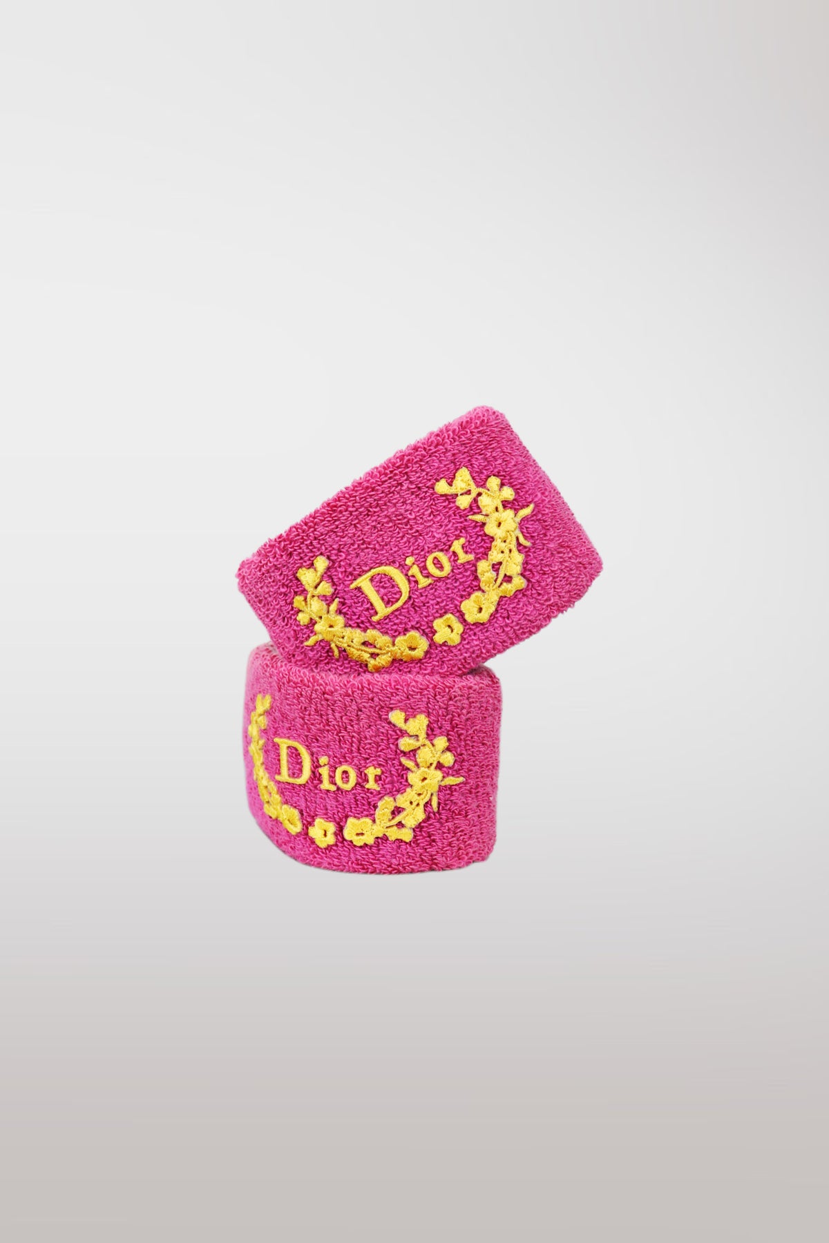 Christian Dior Fuchsia & Yellow Sport Wristband (PAIR)
