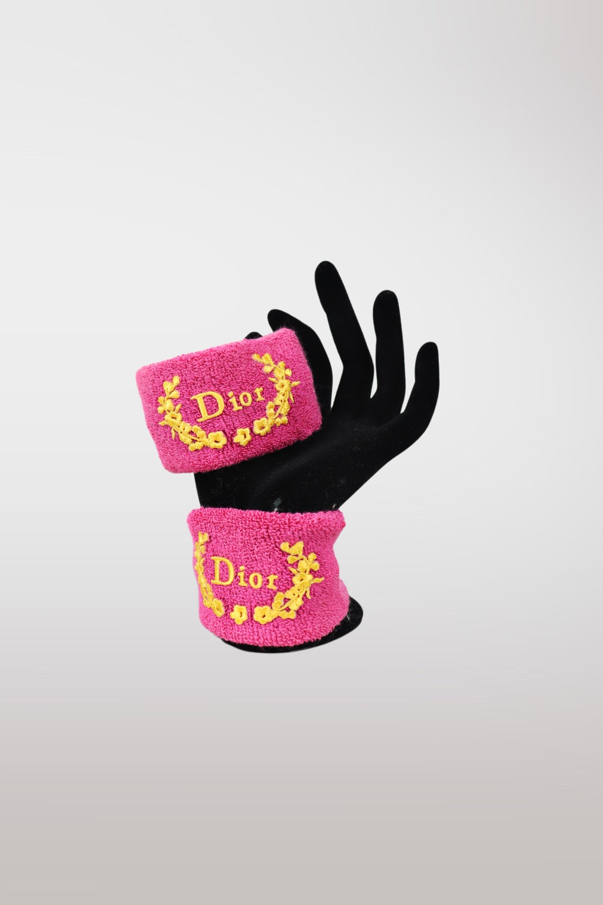 Christian Dior Fuchsia & Yellow Sport Wristband (PAIR)