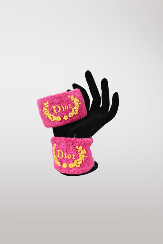Christian Dior Fuchsia & Yellow Sport Wristband (PAIR)