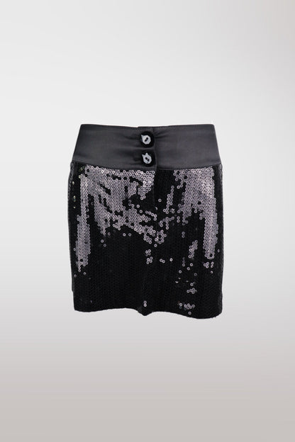 2000s Black Sequin Mini Skirt