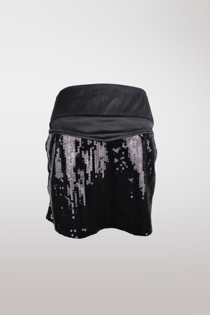 2000s Black Sequin Mini Skirt