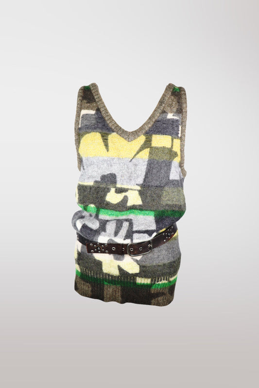 Chloé Floral Graphic Mohair Sweater Vest/Mini Dress
