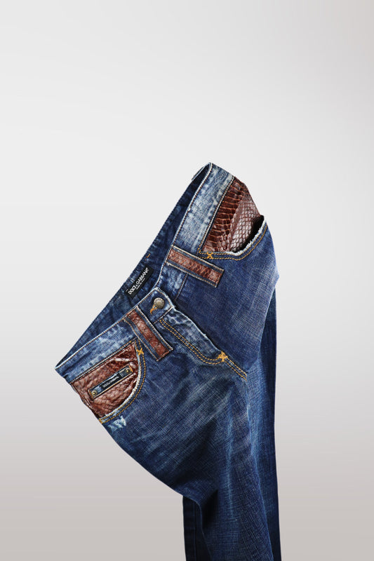 Dolce & Gabbana Python Accent Straight-Leg Jeans