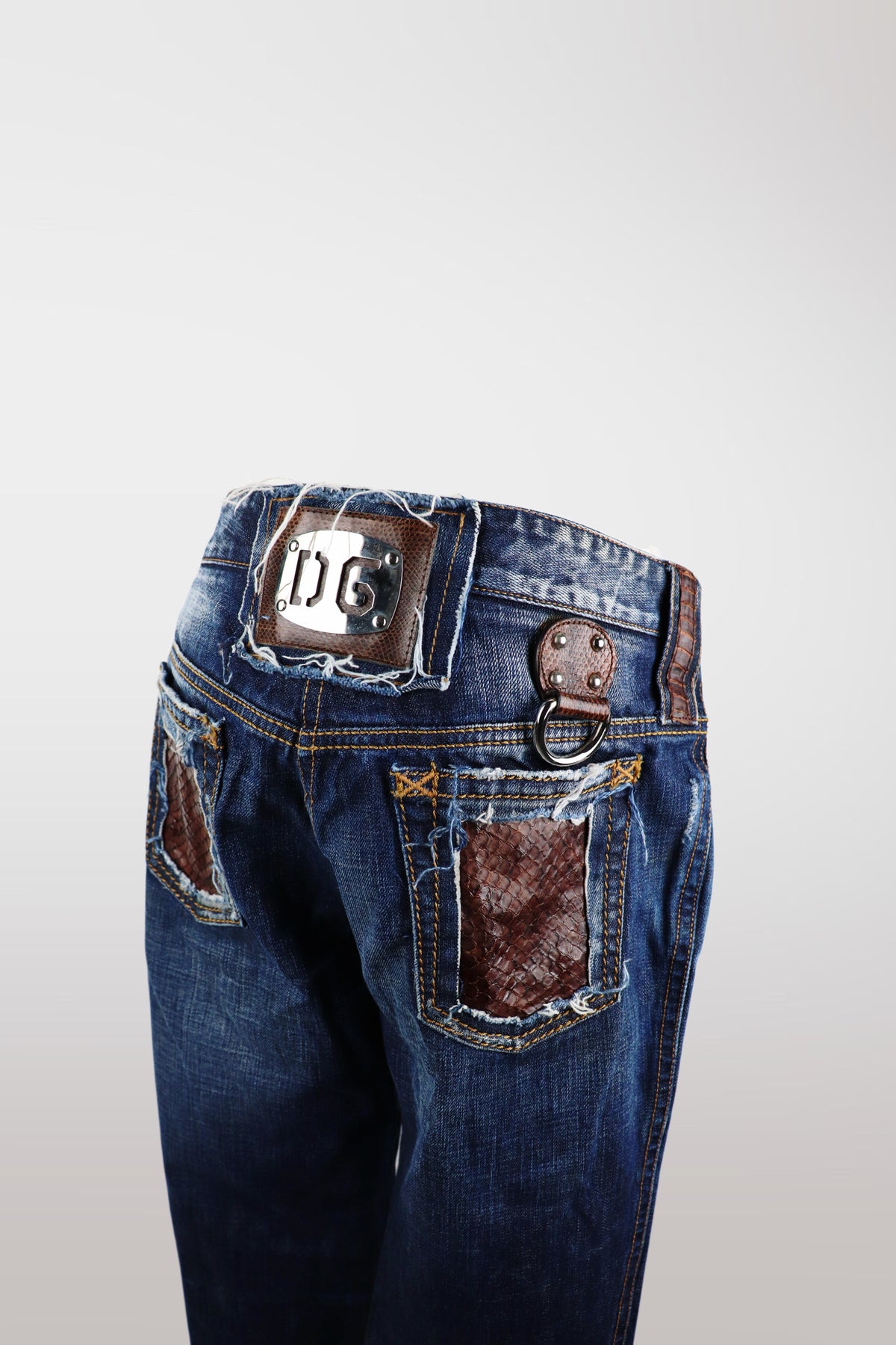 Dolce & Gabbana Python Accent Straight-Leg Jeans
