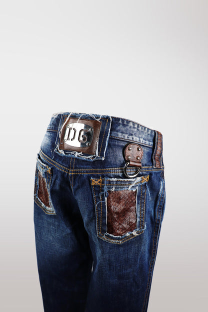Dolce & Gabbana Python Accent Straight-Leg Jeans