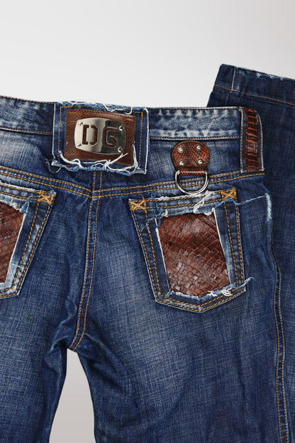Dolce & Gabbana Python Accent Straight-Leg Jeans