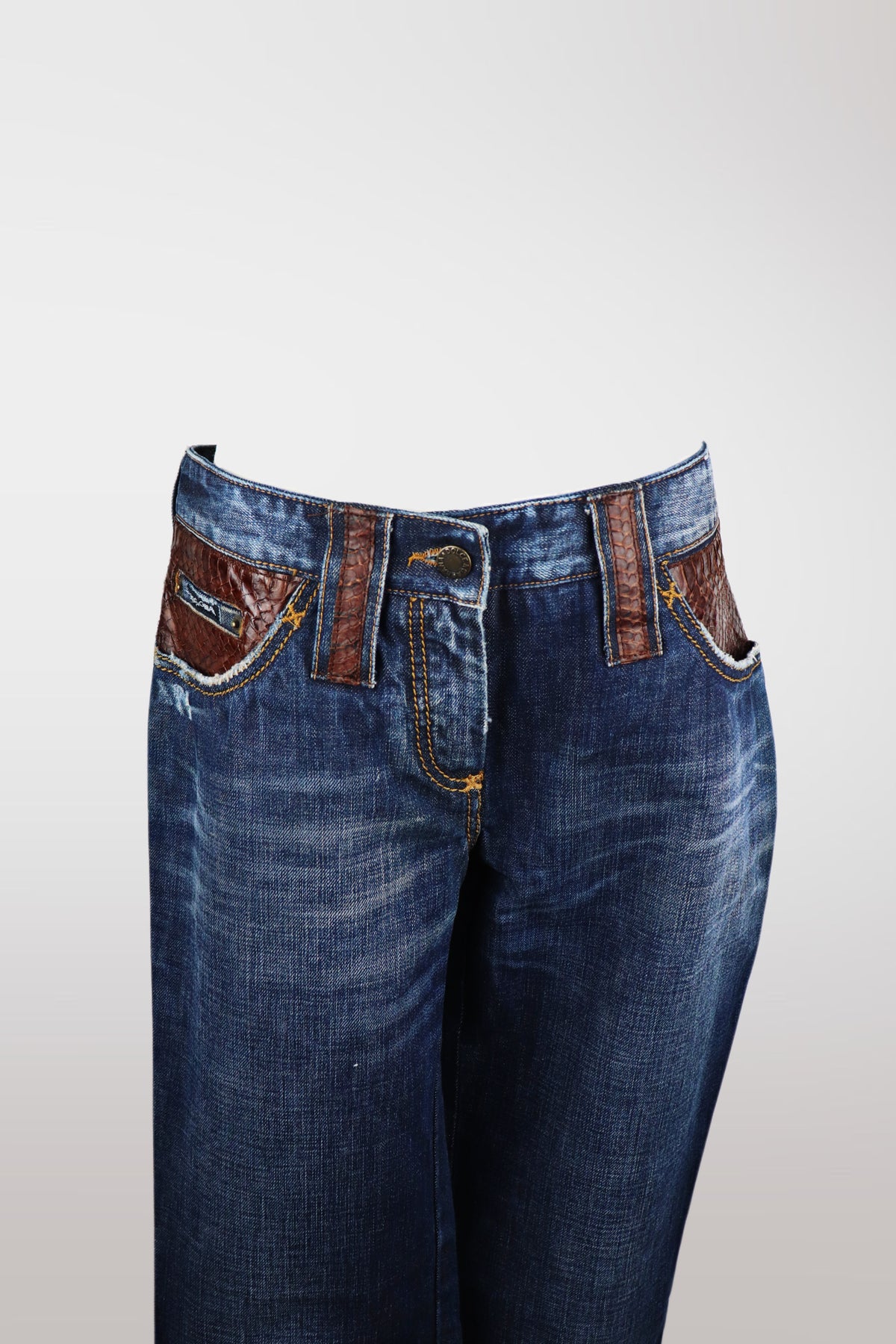 Dolce & Gabbana Python Accent Straight-Leg Jeans