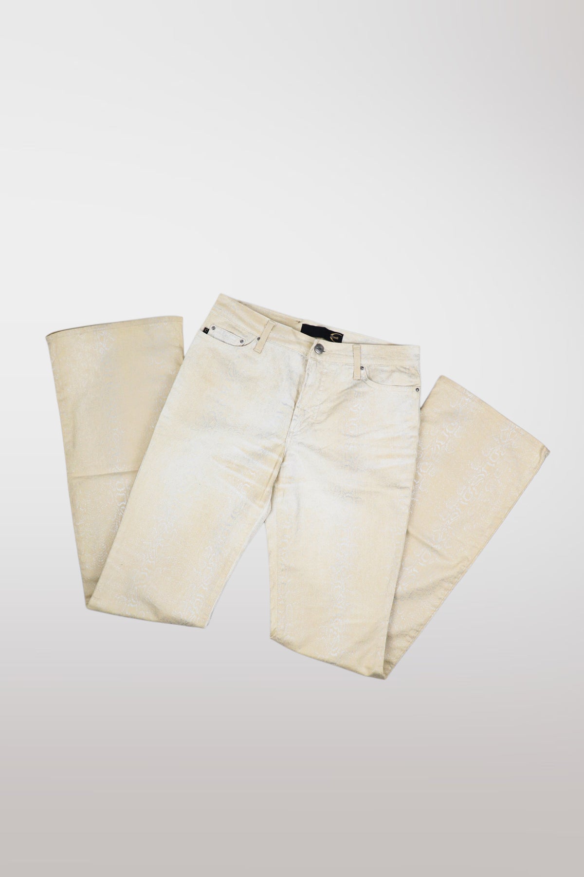 Just Cavalli Tan & Silver Python Metallic Print Jeans